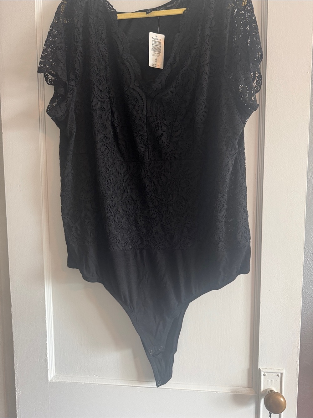 torrid Black Lace V-Neck Short Sleeve Bodysuit